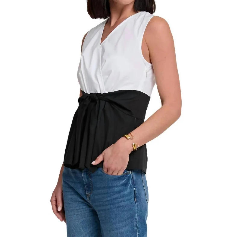 Ellen Sleeveless Tank Top In Blkwht