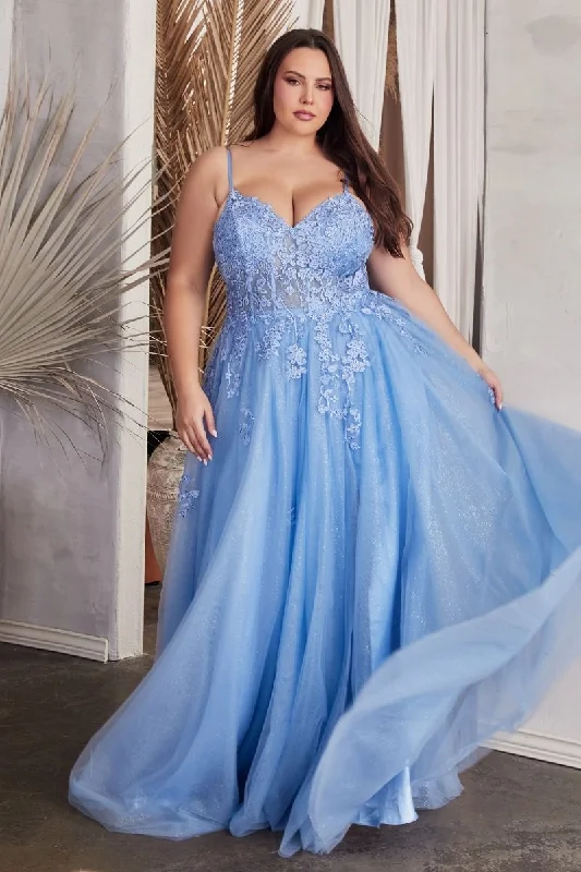 Cinderella Divine C148C Glitter Plus Size Formal Prom Long Dress