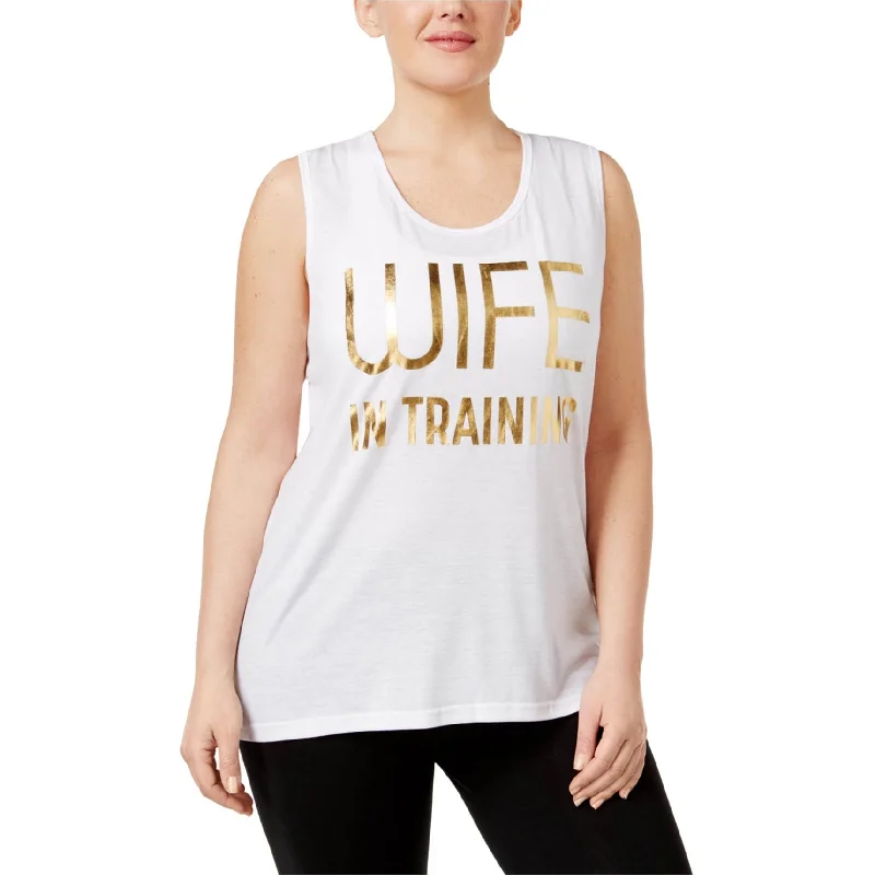 Ideology Womens Wife In Training Tank Top, White, 3X