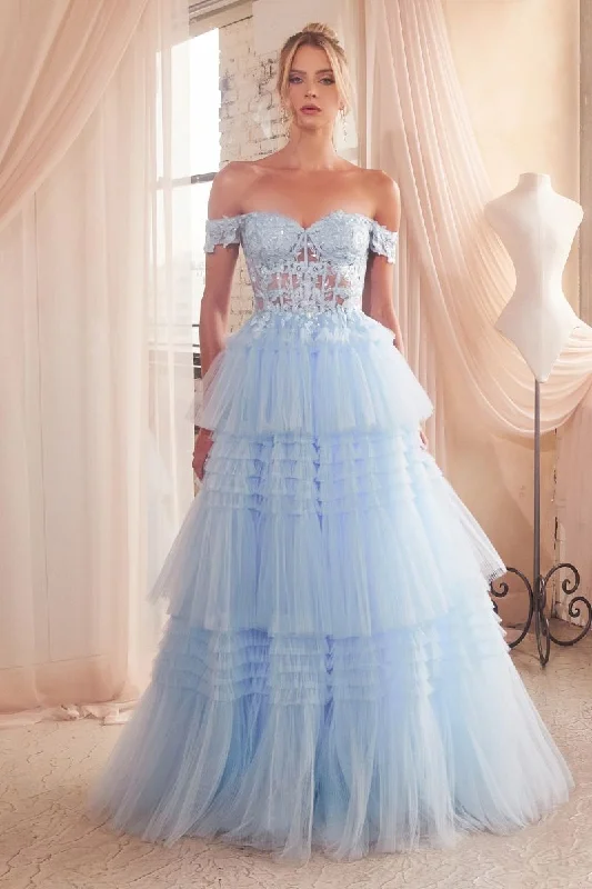 Cinderella Divine 9315 Long Formal Prom Pleated Ball Gown