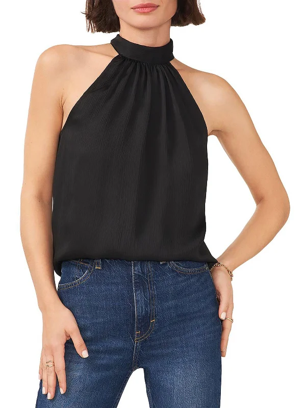 Womens Satin Draped Tank Top