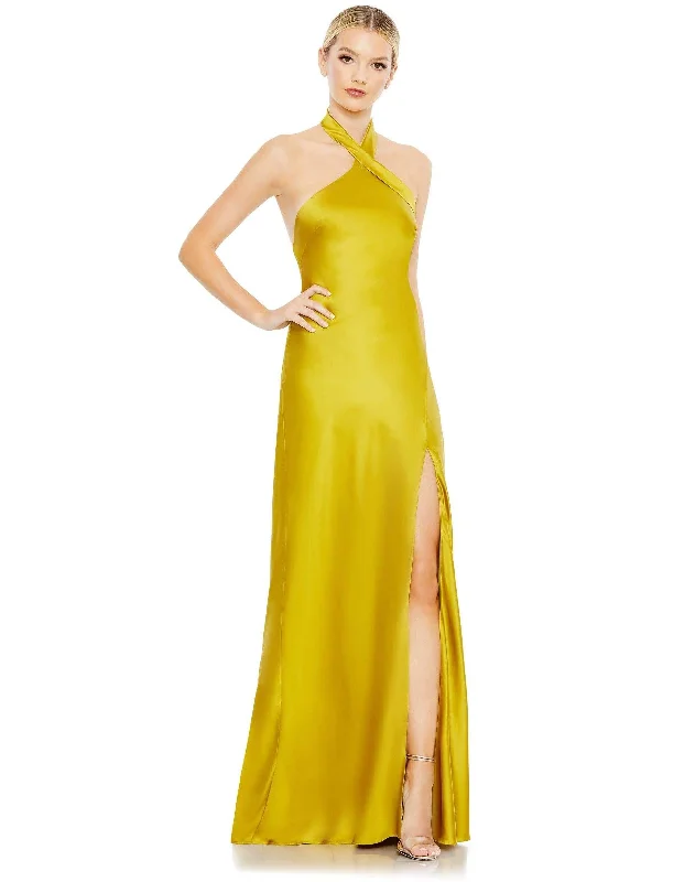 Chartreuse 6 Mac Duggal 26925 Long Halter Formal Sexy Prom Dress Sale