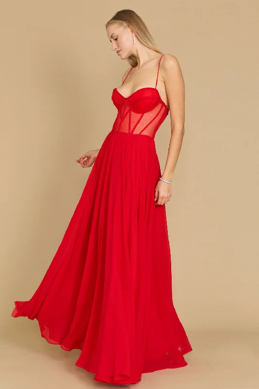 Long Chiffon Corset Formal Prom Dress