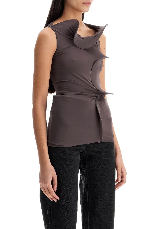 Christopher Esber Smoke Gray Viscose Tank Top With Wide Neckline