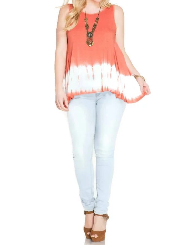 Tie Dye Sleeveless Tank - Plus In Coral