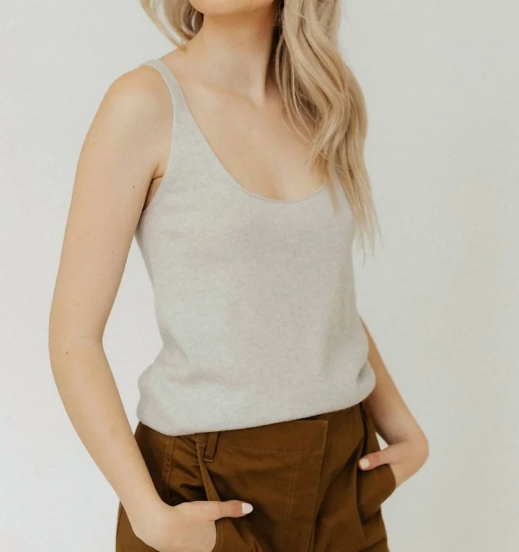 Washable Cashmere Tank Sweater In Light Heather Grey