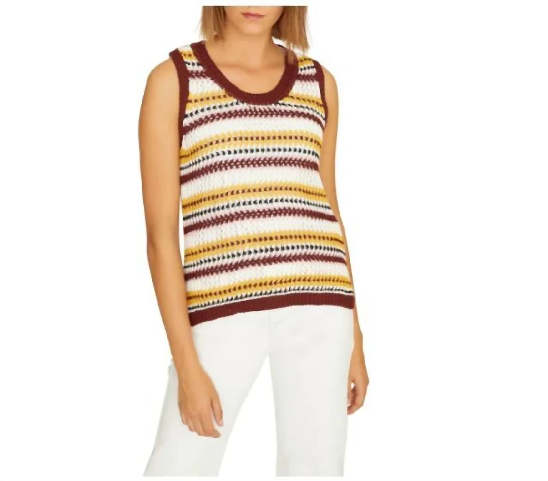 Women's Stripe Shell Knit Tank Top In Multi