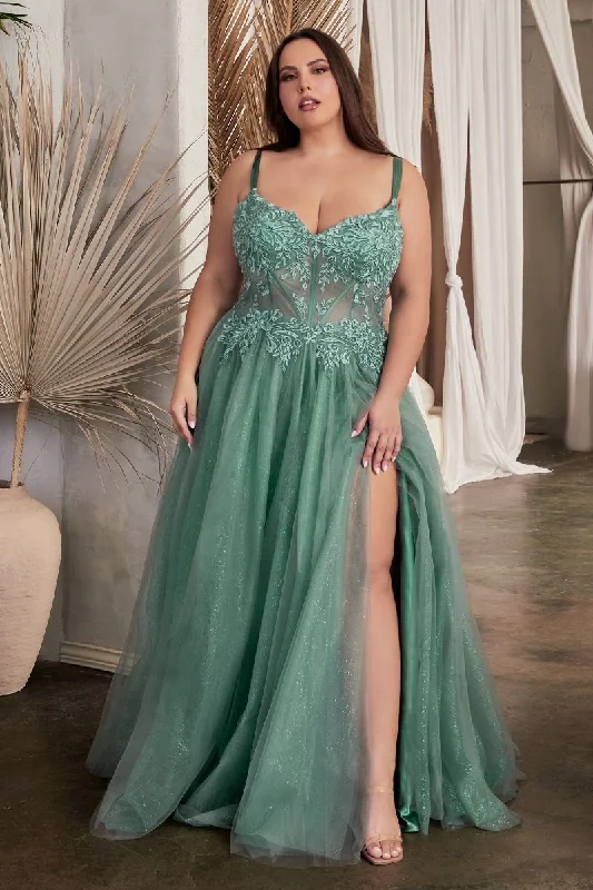 Cinderella Divine C150C A Line Plus Size Formal Prom Long Dress