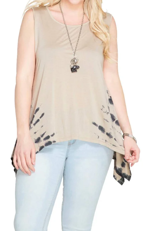 Sleeveless Tank Top In Taupe