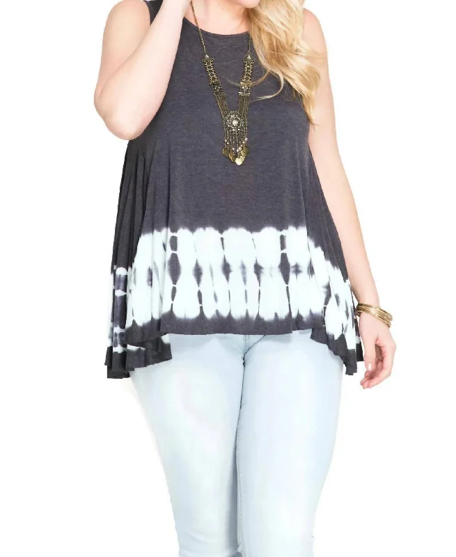 Tie Dye Sleeveless Tank - Plus In Charcoal