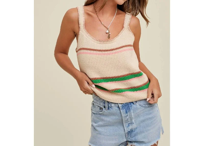 Lizzy Sweater Tank Top In Natural/green