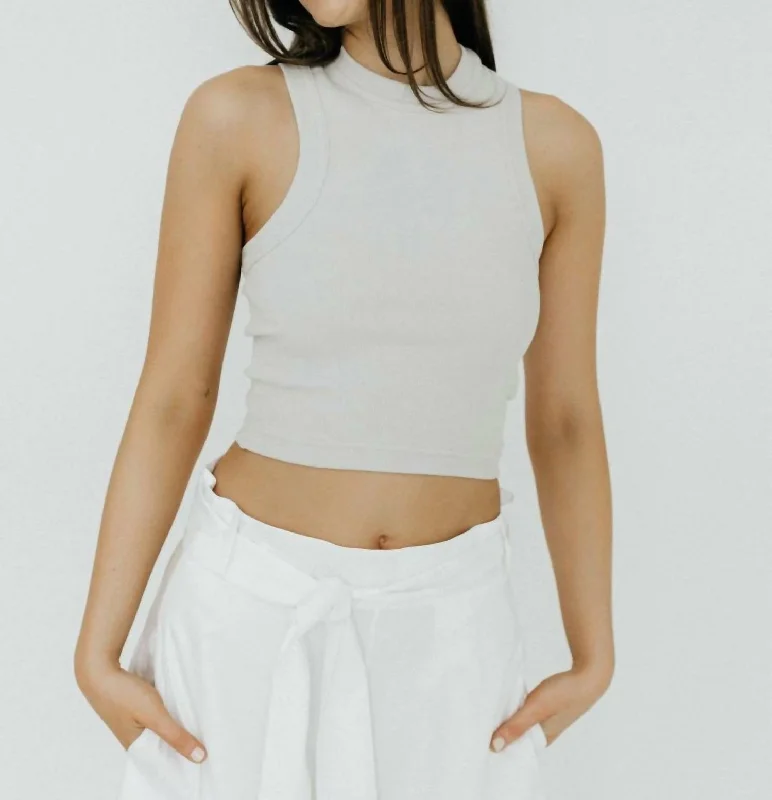 Ribbed T Cropped Tank Top In Stone