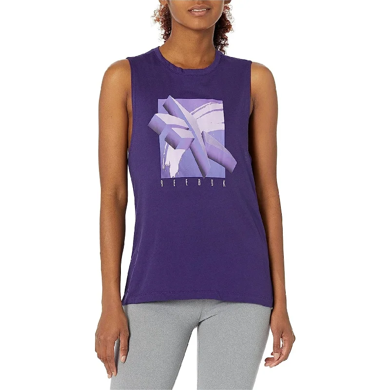 Reebok Womens Retro Vector Logo Tank Top, Purple, Large