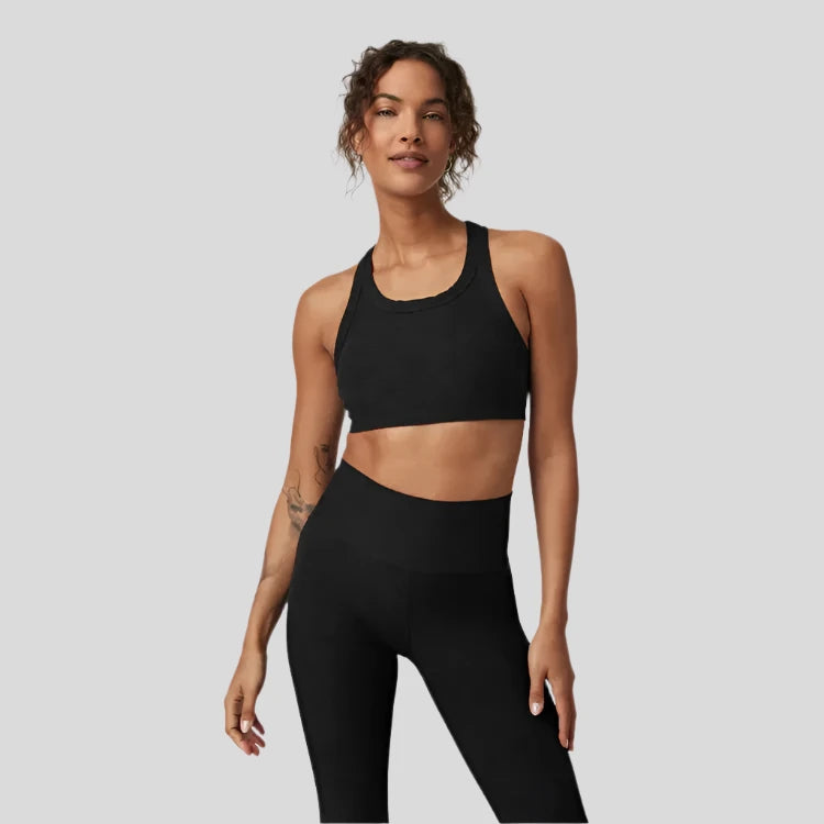 Womens Elevation Racer Bra - Black Heather