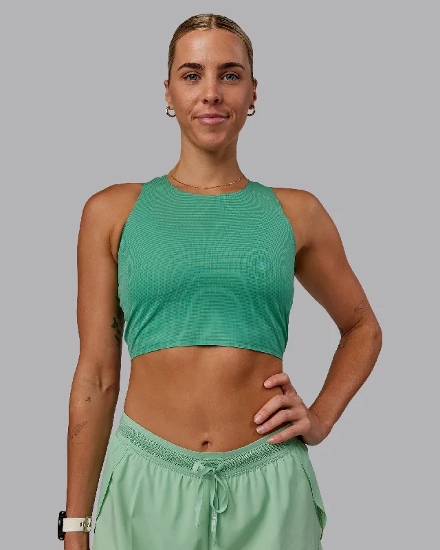 Race Day Cropped Performance Tank - Mystic Green-Surreal Green