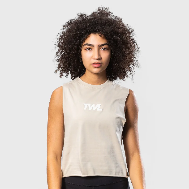 TWL - WOMEN'S SLASH CROP - LINEN/WHITE