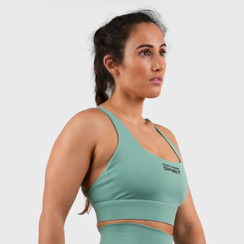 NORTHERN SPIRIT - KHI WOMEN CROSSBACK SPORTS BRA MEDIUM SUPPORT - SHALE GREEN