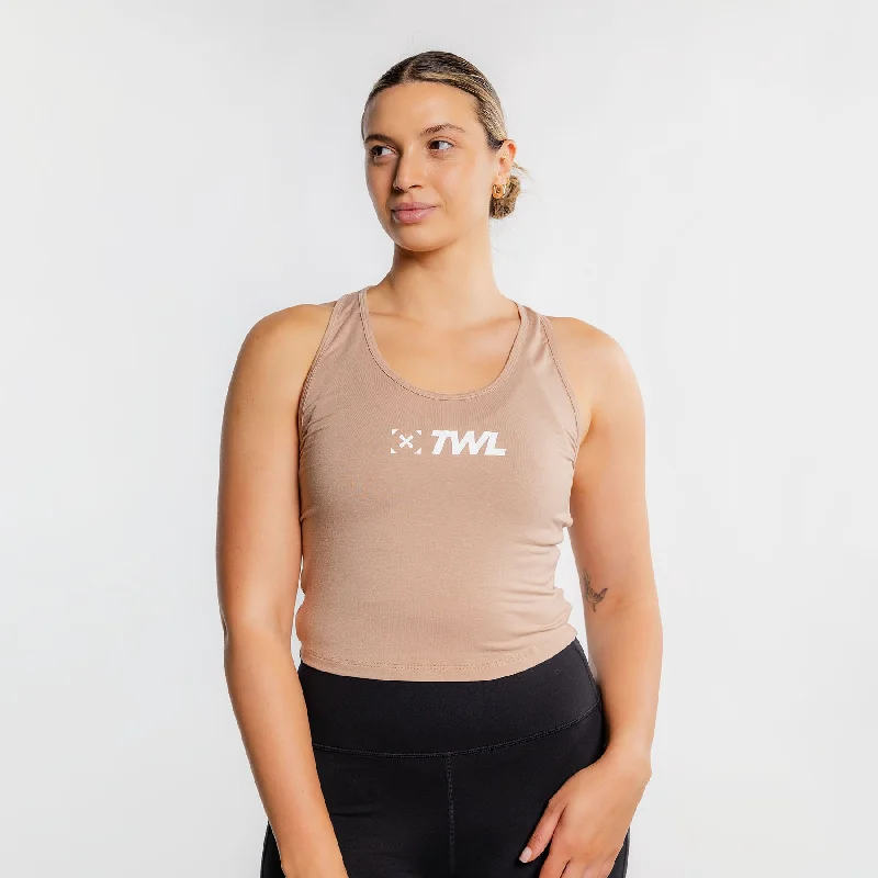 TWL - WOMEN'S EVERYDAY RACERBACK CROP TANK - ALMOND/WHITE