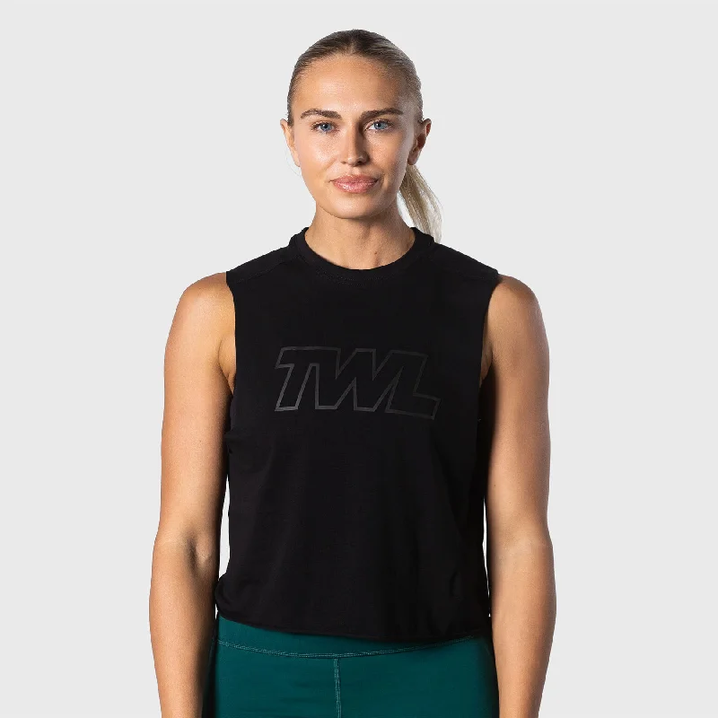 TWL - WOMEN'S SLASH CROP - ATHLETE - BLACK/BLACK