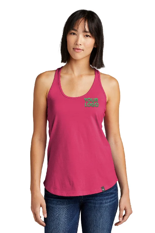 New Era Ladies Heritage Racerback Printed Tanks, Deep Pink