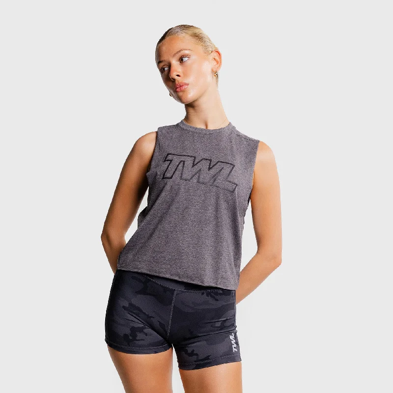 TWL - WOMEN'S SLASH CROP - ATHLETE - CHARCOAL MARL/BLACK