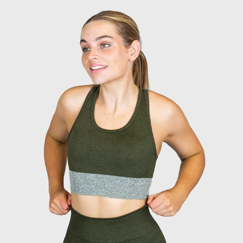 TWL - Women's Endure Seamless Bra - Dark Olive Marl/Stone Marl