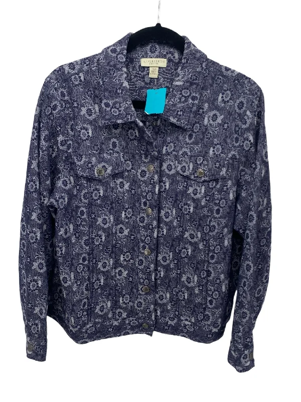 Appleseed's Misses Size 16P Blue Floral Tops Jacket