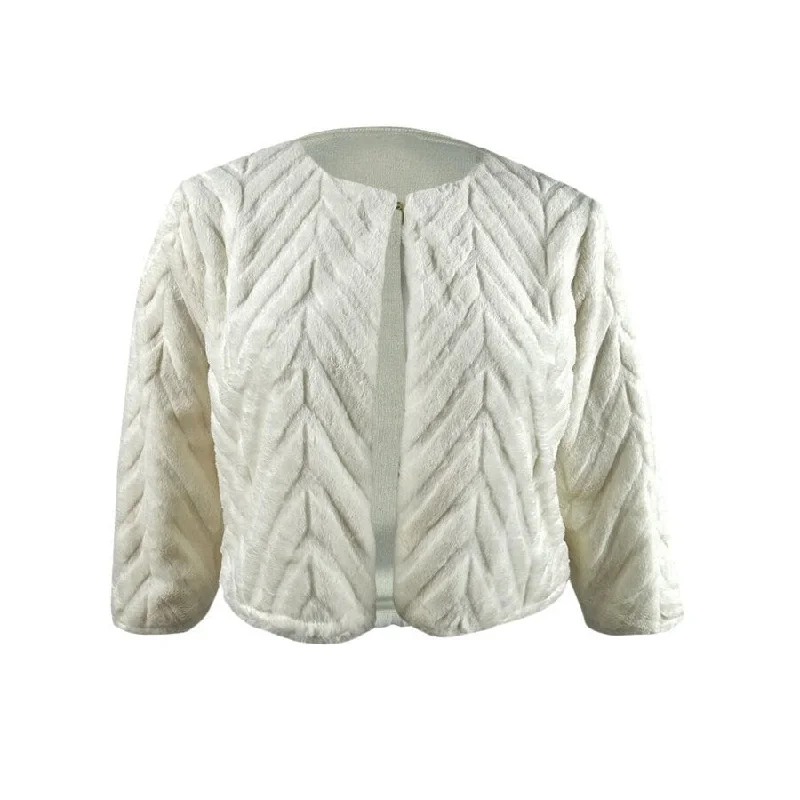 Calvin Klein Women's Chevron Faux-Fur Jacket