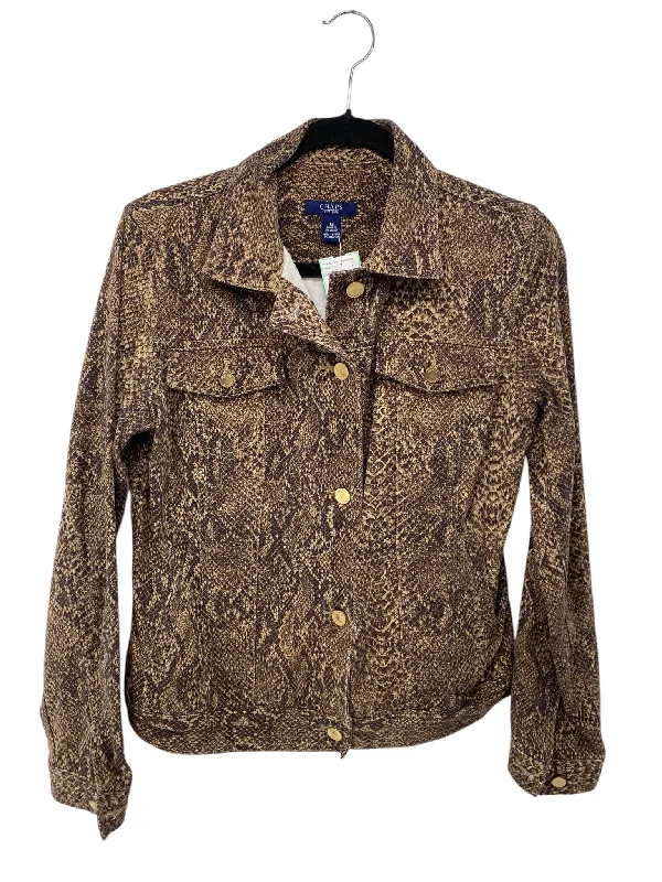 Chaps Misses Size Medium Brown Print Tops Jacket