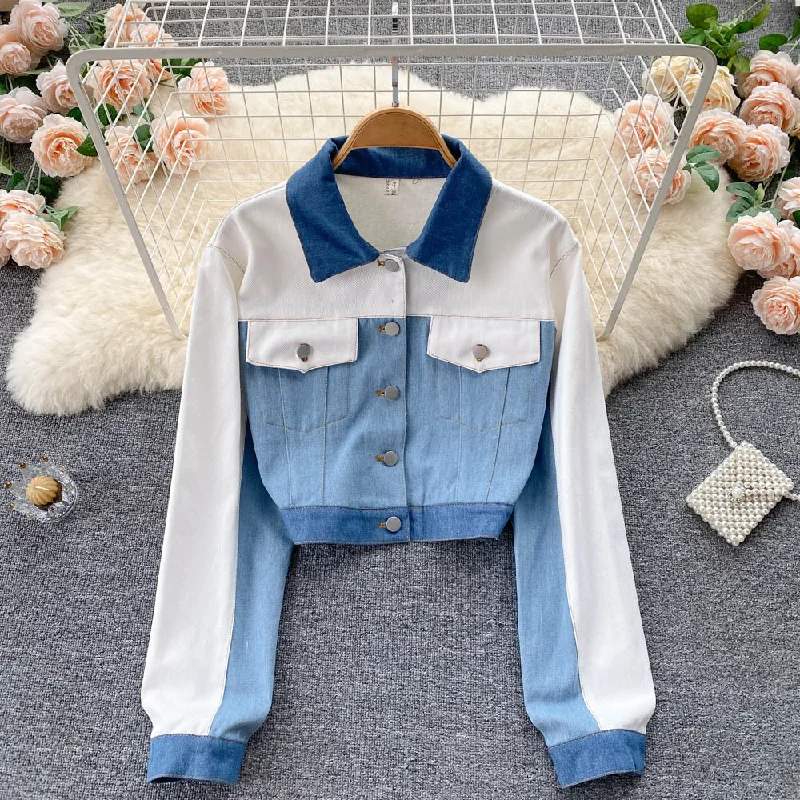 Cute dual tone denim jacket    S484