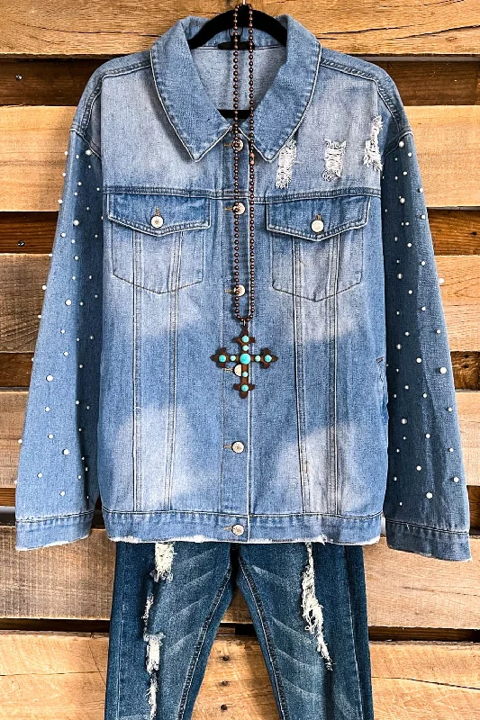 Denim & Pearls Jean Jacket - 100% COTTON