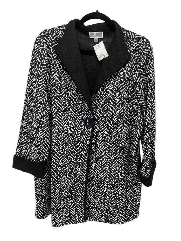 JM Collection Misses Size Large Black White Print Tops Jacket