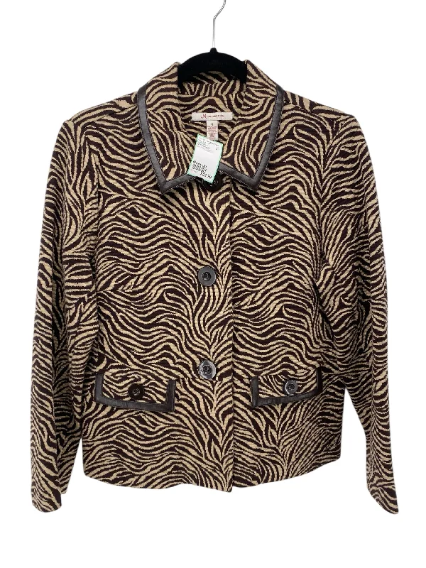 JM Collection Misses Size Medium Tan Print Tops Jacket