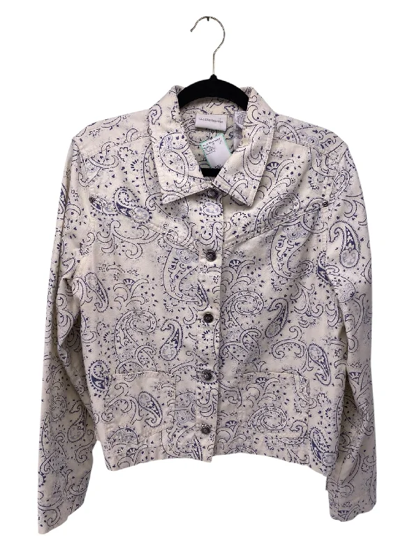 Liz Claiborne Misses Size Large Cream Print Tops Jacket