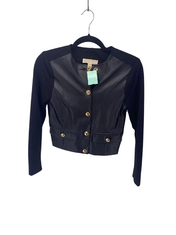 Michael Kors Misses Size XS Petite Black Tops Jacket