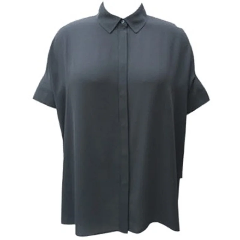 Alfani Women's Pleated-Back Shirt Black Size Small