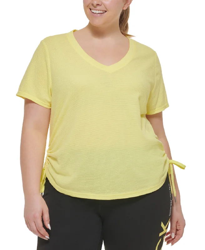 Calvin Klein Women's Ruched T Shirt Yellow Size 2X