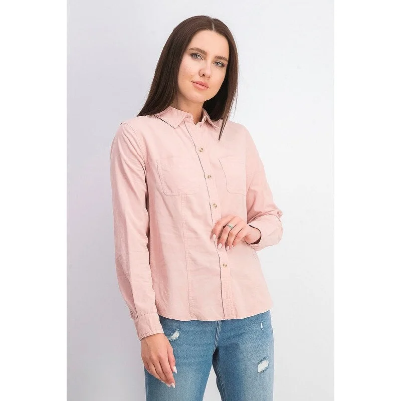 Charter Club Women's Solid Corduroy Shirt Pink Size Extra Small - X-Small