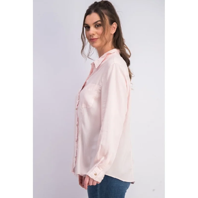 Charter Club Women's Woven Solid Tencel Shirt Pink Size Extra Large - X-Large