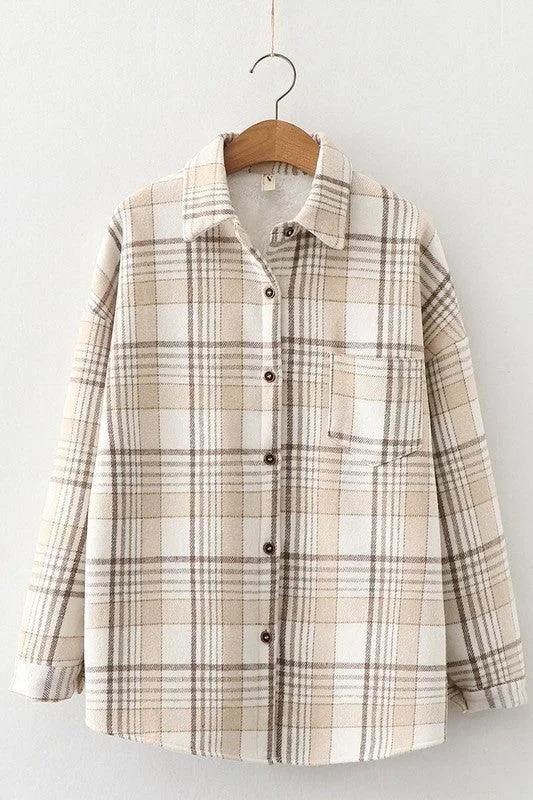 FLEECE INNER WINTER WARM PLAID SHIRT FOR WOMEN