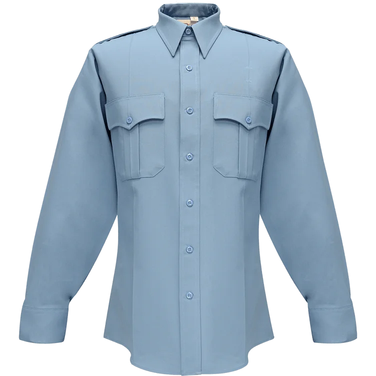 Flying Cross Command Long Sleeve Shirt w/ Zipper & Convertible Sport Collar - Brilliant Blue