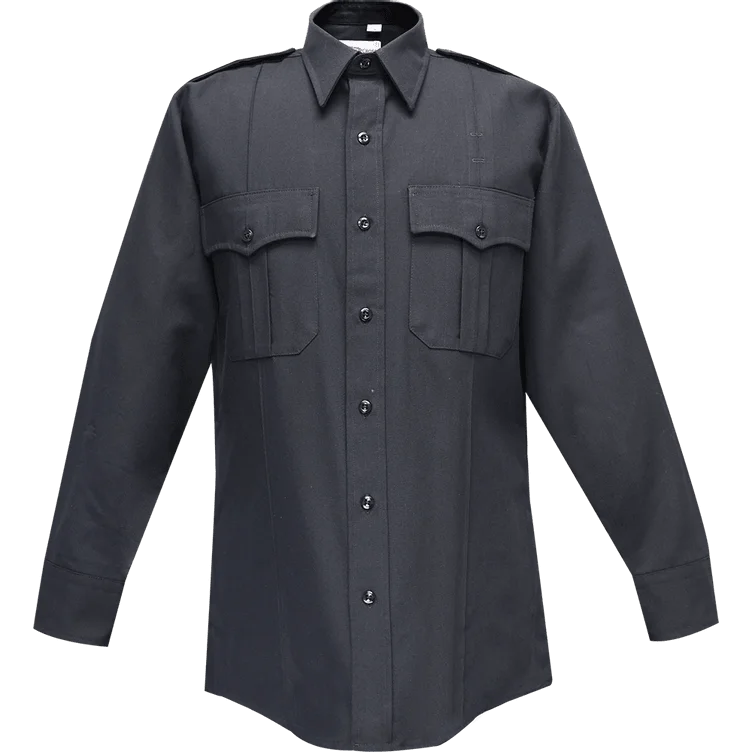 Flying Cross Command Long Sleeve Shirt w/ Zipper & Convertible Sport Collar - LAPD Navy