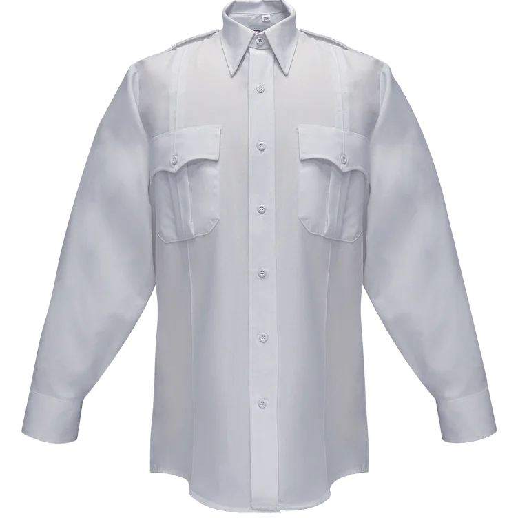 Flying Cross Command Long Sleeve Shirt w/ Zipper & Convertible Sport Collar - White