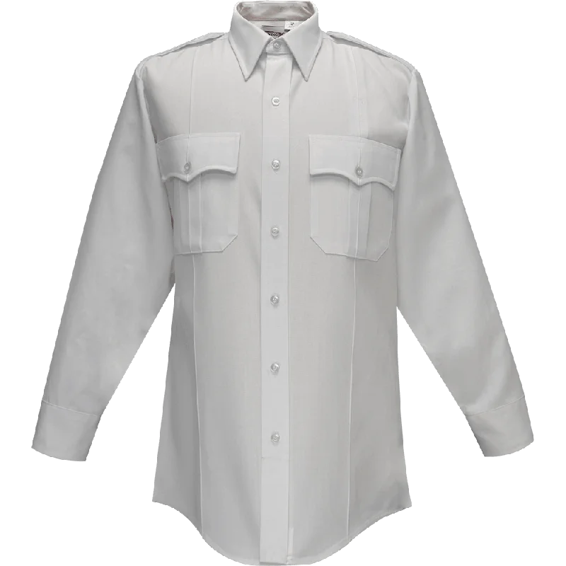 Flying Cross Deluxe Tropical Long Sleeve Shirt w/ Pleated Pockets - White