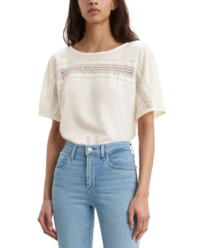 Levi's Women's Noe Lace Contrast T Shirt White Size X-Small