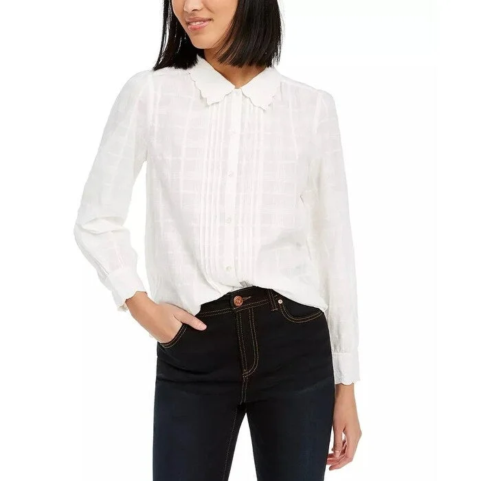 Lucky Brand Women's Devon Embroidered Jacquard Shirt White Size L - Large