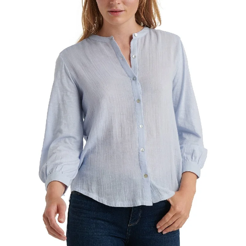 Lucky Brand Women's Double Gauze Sleeve Shirting Zen Blue Size Large