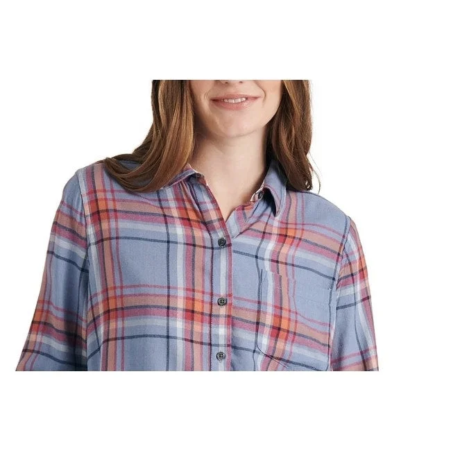 Lucky Brand Women's Plaid Shirt Orange Size X-Small