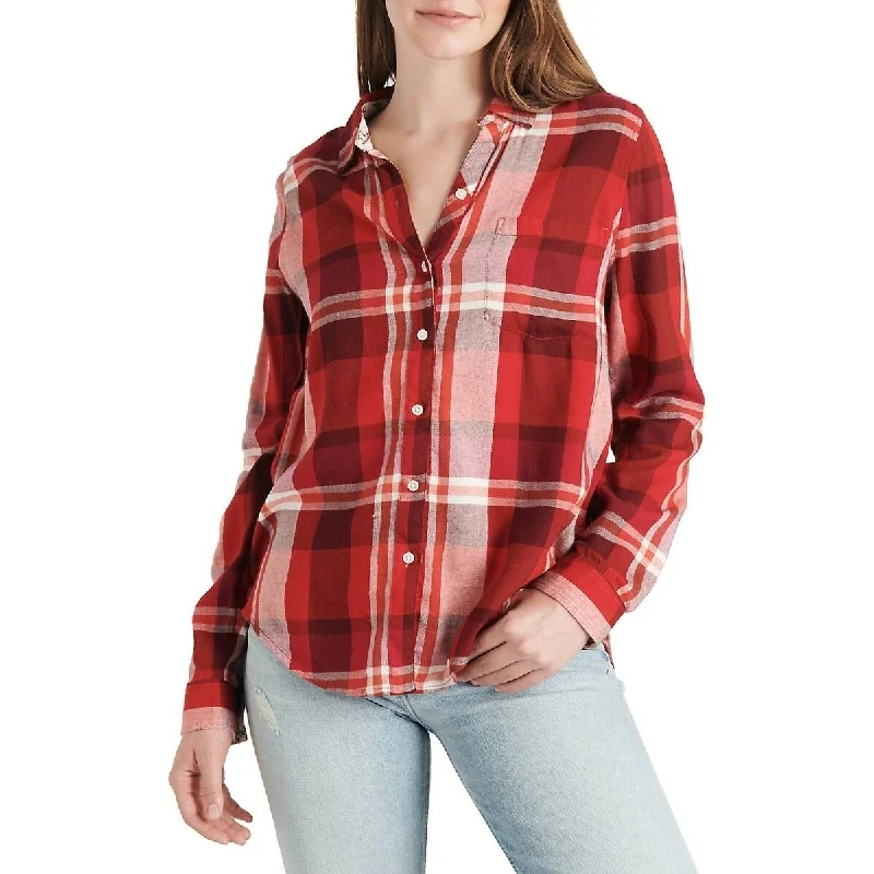 Lucky Brand Women's Plaid Shirt Red Size Large