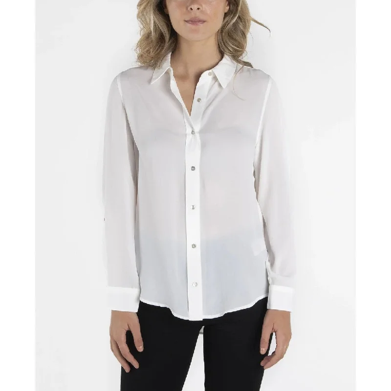 Nanette Nanette Lepore Women's Long Sleeve Button Down Collar Shirt White Size Large